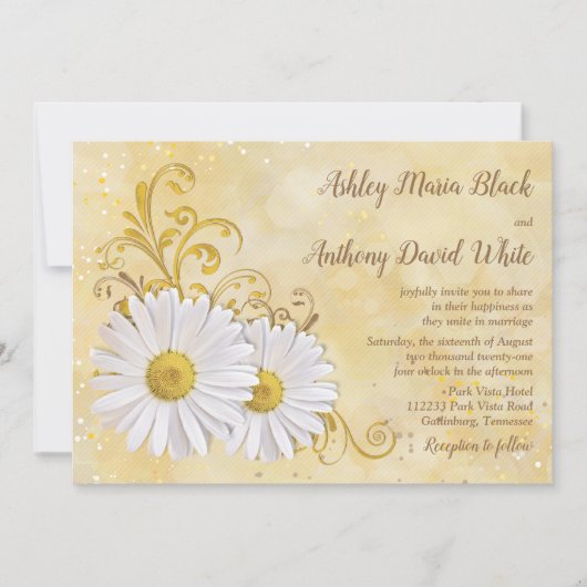 Rustic Chic Elegant Shasta Daisy Wedding Kaart (Voorkant)
