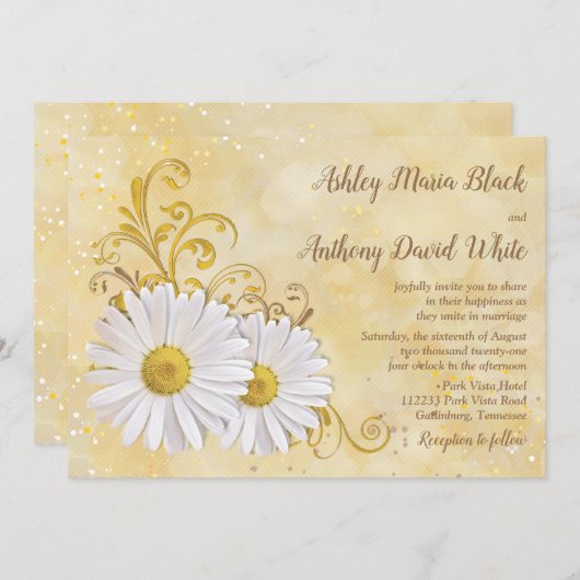 Rustic Chic Elegant Shasta Daisy Wedding Kaart (Voorkant / Achterkant)