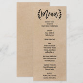 Rustic Chic Faux Kraft Calligraphy Menu Kaart (Voorkant / Achterkant)