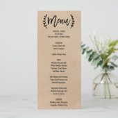 Rustic Chic Faux Kraft Calligraphy Menu Kaart (Staand voorkant)