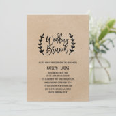 Rustic Chic Faux Kraft Calligraphy Wedding Brunch Kaart (Staand voorkant)