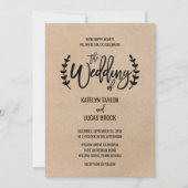 Rustic Chic Faux Kraft Calligraphy Wedding Kaart (Voorkant)