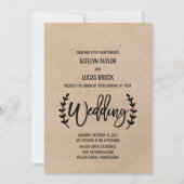 Rustic Chic Faux Kraft Calligraphy Wedding Kaart (Voorkant)