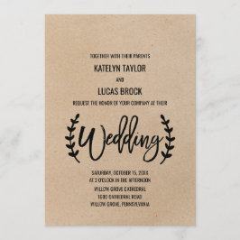 Rustic Chic Faux Kraft Calligraphy Wedding Kaart