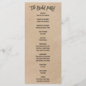 Rustic Chic Faux Kraft Calligraphy Wedding Program Programmakaart (Achterkant)