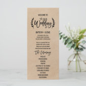 Rustic Chic Faux Kraft Calligraphy Wedding Program Programmakaart (Staand voorkant)
