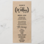 Rustic Chic Faux Kraft Calligraphy Wedding Program Programmakaart (Voorkant)