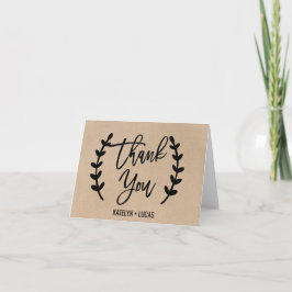 Rustic Chic Faux Kraft-kalligrafie Hartelijk dank Bedankkaart