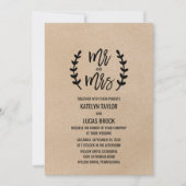 Rustic Chic Faux Kraft Mr & Mrs Wedding Kaart (Voorkant)