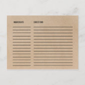 Rustic Chic Faux Kraft Vrijgezellenfeest Recipe Ka Briefkaart (Achterkant)