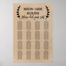 Rustic Chic Faux Kraft Wedding Seding Chart Poster