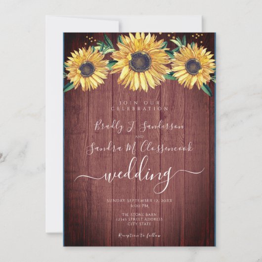 Rustic Chic Floral Barn Wood Wedding Kaart (Voorkant)