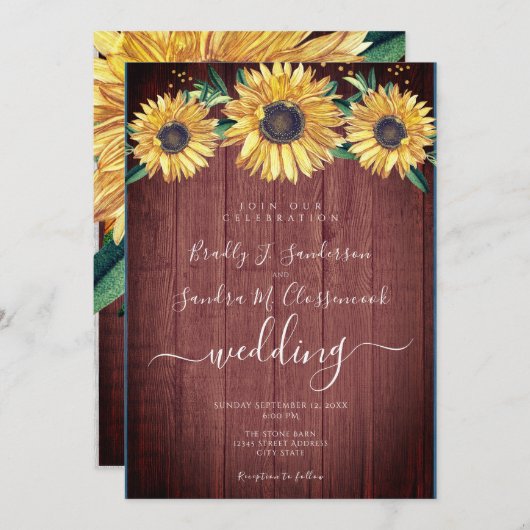 Rustic Chic Floral Barn Wood Wedding Kaart (Voorkant / Achterkant)
