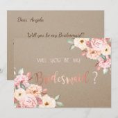 Rustic Chic Floral Bridesmaid Kaart (Voorkant / Achterkant)
