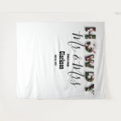 Rustic Chic Floral Howdy Mr. en Mrs. Foto Achtergr Wandkleed (Voorkant (horizontaal))