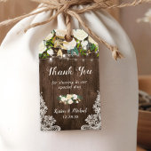 Rustic Chic Floral Lace Wedding Favor Dank je Cadeaulabel