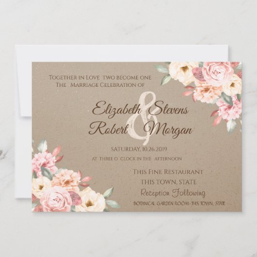 Rustic Chic Floral Wedding Floral Kaart (Voorkant)