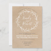 Rustic Chic Floral Wreath Wedding Uitnodiging (Voorkant)