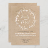 Rustic Chic Floral Wreath Wedding Uitnodiging (Voorkant / Achterkant)
