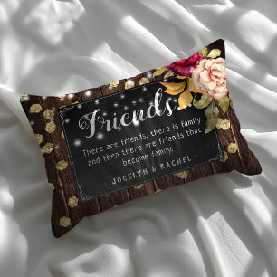 Rustic Chic "Friends"Citaat Gepersonaliseerd Accent Kussen