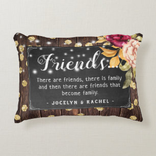 Rustic Chic "Friends"Citaat Gepersonaliseerd Accent Kussen