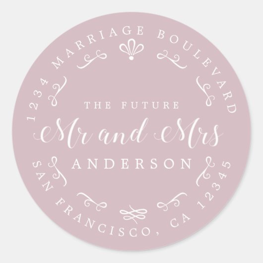 Rustic Chic Future Mrs Wedding Return Address Ronde Sticker (Voorkant)