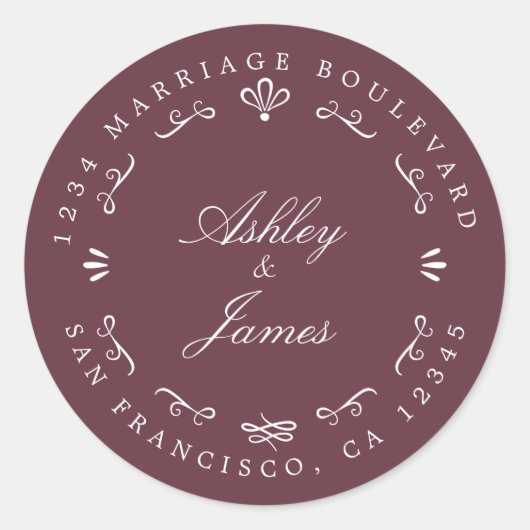 Rustic Chic Future Mrs Wedding Return Address Ronde Sticker (Voorkant)