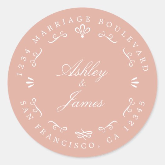 Rustic Chic Future Mrs Wedding Return Address Ronde Sticker (Voorkant)
