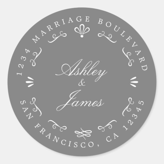 Rustic Chic Future Mrs Wedding Return Address Ronde Sticker (Voorkant)