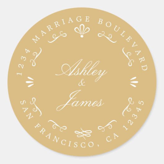 Rustic Chic Future Mrs Wedding Return Address Ronde Sticker (Voorkant)