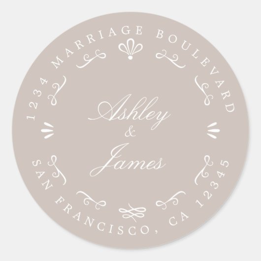 Rustic Chic Future Mrs Wedding Return Address Ronde Sticker (Voorkant)