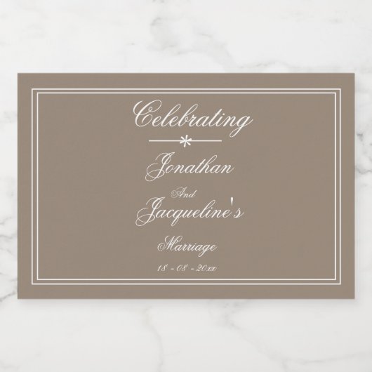 Rustic Chic Garden Wedding Names Script Cool Mini Likeurfles Etiket (Enkel label)
