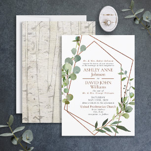 Rustic Chic Geometric Greenery Elegant Wedding Kaart