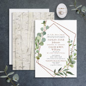 Rustic Chic Geometric Greenery Elegant Wedding Kaart