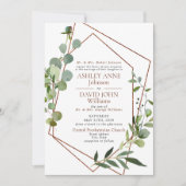 Rustic Chic Geometric Greenery Elegant Wedding Kaart (Voorkant)