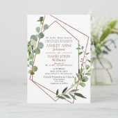 Rustic Chic Geometric Greenery Elegant Wedding Kaart (Staand voorkant)