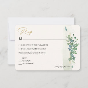 Rustic Chic Gold Greenery Eucalyptus Wedding RSVP