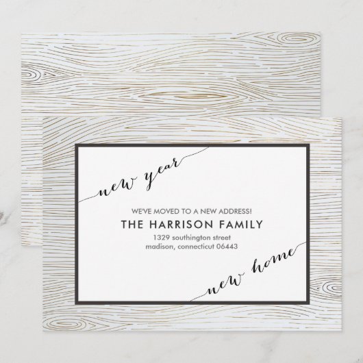 Rustic Chic Gold Wood Moving Announding Aankondiging (Voorkant / Achterkant)