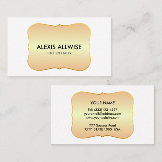 Rustic Chic Golden Gradient op wit Visitekaartje (Voorkant / Achterkant)