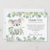Rustic Chic Greenery Cute Koala Baby shower Boy Bedankkaart (Voorkant)