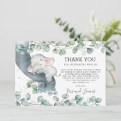 Rustic Chic Greenery Elephant Baby shower Girl Bedankkaart (Staand voorkant)