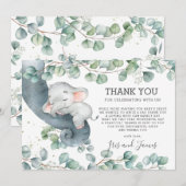Rustic Chic Greenery Elephant Baby shower Girl Bedankkaart (Voorkant / Achterkant)