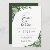 Rustic Chic Greenery Wedding Kaart (Voorkant / Achterkant)