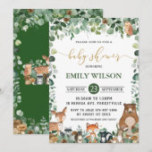 Rustic Chic Greenery Woodland Animals Baby shower Kaart (Voorkant / Achterkant)