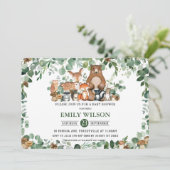 Rustic Chic Greenery Woodland Animals Baby shower Kaart (Staand voorkant)