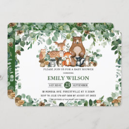 Rustic Chic Greenery Woodland Animals Baby shower Kaart