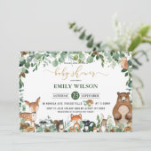 Rustic Chic Greenery Woodland Animals Baby shower Kaart (Staand voorkant)