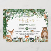 Rustic Chic Greenery Woodland Animals Baby shower Kaart (Voorkant / Achterkant)