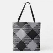 Rustic Chic Grijs & Wit Geruit Tote Bag (Voorkant)
