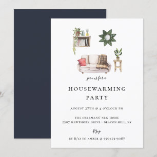 Rustic Chic Illustrated Housewarming Party Kaart